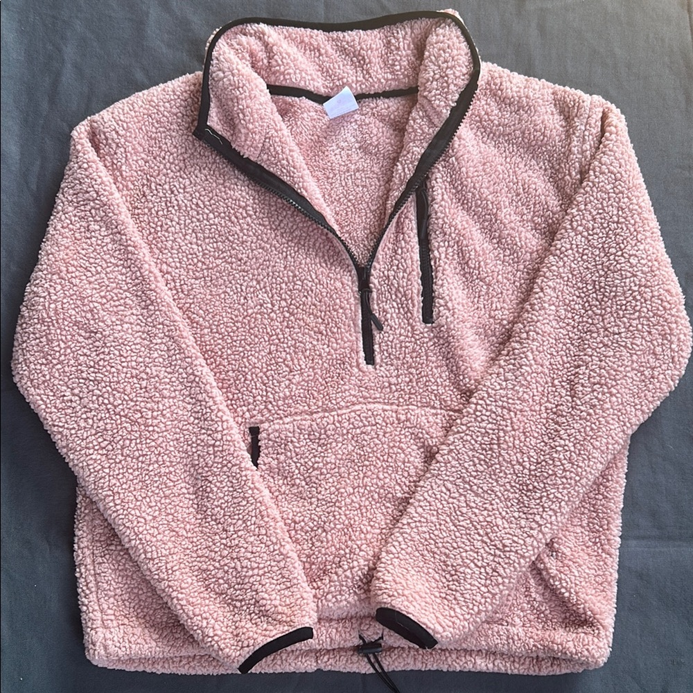 No Boundaries Plush Pink and Black Teddy Jacket